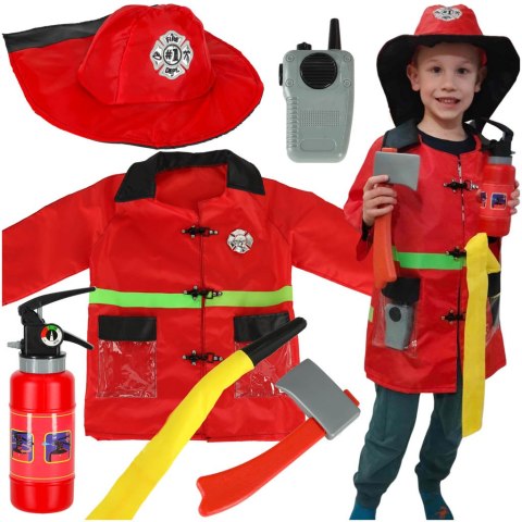 Kostium strój karnawałowy przebranie strażak walkie-talkie 3-8 lat Kostium strój karnawałowy przebranie strażak walkie-talkie 3-8 lat