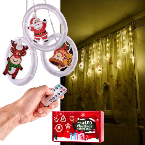 Kurtyna LED na okno girlanda bombki świąteczna choinkowa 3 m 125 LED Kurtyna LED na okno girlanda bombki świąteczna choinkowa 3 m 125 LED
