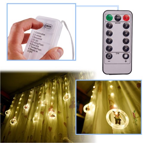 Kurtyna LED na okno girlanda bombki świąteczna choinkowa 3 m 125 LED Kurtyna LED na okno girlanda bombki świąteczna choinkowa 3 m 125 LED