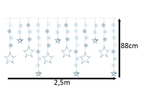 Lampki LED kurtyna gwiazdki 2,5m 138LED zimny biały Lampki LED kurtyna gwiazdki 2,5m 138LED zimny biały