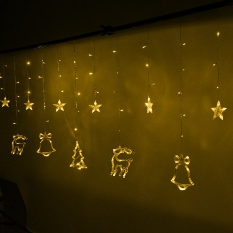 Lampki LED kurtyna renifer świąteczne choinkowe 2,5m 138LED ciepły biały 8 trybów świecenia IP44 Lampki LED kurtyna renifer świąteczne choinkowe 2,5m 138LED ciepły biały 8 trybów świecenia IP44