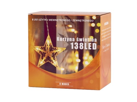Lampki LED kurtyna renifer świąteczne choinkowe 2,5m 138LED ciepły biały 8 trybów świecenia IP44 Lampki LED kurtyna renifer świąteczne choinkowe 2,5m 138LED ciepły biały 8 trybów świecenia IP44