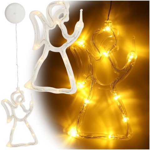 Lampki LED wisząca dekoracja okna świąteczna aniołek przyssawki 49cm 10 LED Lampki LED wisząca dekoracja okna świąteczna aniołek przyssawki 49cm 10 LED