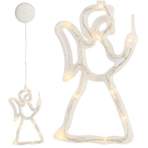 Lampki LED wisząca dekoracja okna świąteczna aniołek przyssawki 49cm 10 LED Lampki LED wisząca dekoracja okna świąteczna aniołek przyssawki 49cm 10 LED