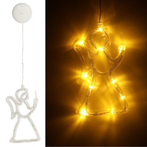 Lampki LED wisząca dekoracja okna świąteczna aniołek przyssawki 49cm 10 LED Lampki LED wisząca dekoracja okna świąteczna aniołek przyssawki 49cm 10 LED