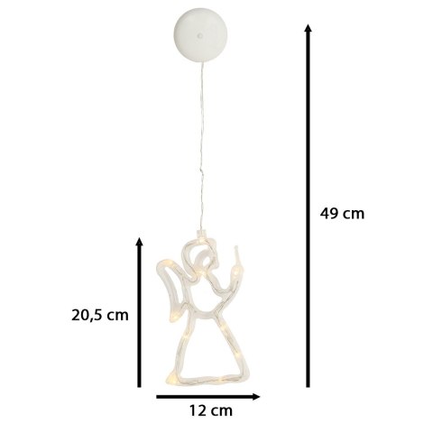 Lampki LED wisząca dekoracja okna świąteczna aniołek przyssawki 49cm 10 LED Lampki LED wisząca dekoracja okna świąteczna aniołek przyssawki 49cm 10 LED
