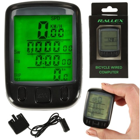 Licznik rowerowy RALLEX wodoodporny przewodowy prędkościomierz podświetlany 25w1 LCD Licznik rowerowy RALLEX wodoodporny przewodowy prędkościomierz podświetlany 25w1 LCD