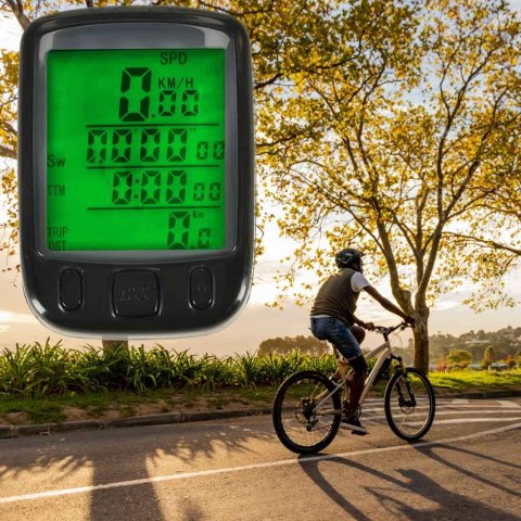 Licznik rowerowy RALLEX wodoodporny przewodowy prędkościomierz podświetlany 25w1 LCD Licznik rowerowy RALLEX wodoodporny przewodowy prędkościomierz podświetlany 25w1 LCD