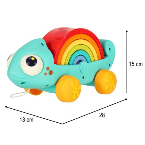 Tęcza edukacyjna układanka motoryczna montessori kameleon do ciągnięcia Tęcza edukacyjna układanka motoryczna montessori kameleon do ciągnięcia