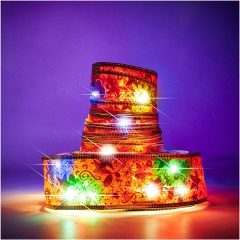 Wstążka ozdobna taśma LED 10m 100LED lampki choinkowe ozdoba świąteczna multikolor na baterie Wstążka ozdobna taśma LED 10m 100LED lampki choinkowe ozdoba świąteczna multikolor na baterie