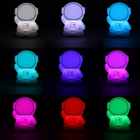 Lampka nocna dla dzieci silikonowa dotykowa miękka 8 LED USB RGB biała astronauta Lampka nocna dla dzieci silikonowa dotykowa miękka 8 LED USB RGB biała astronauta