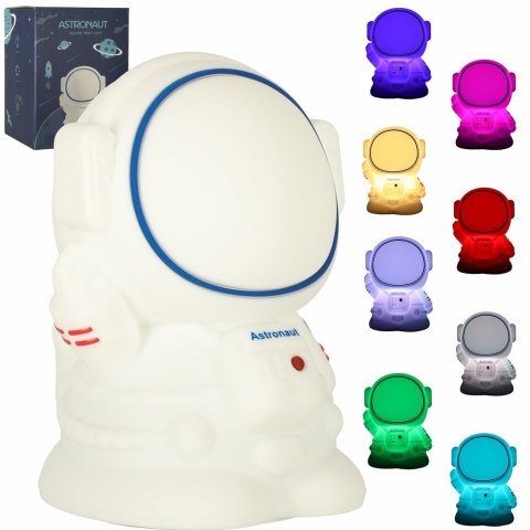 Lampka nocna dla dzieci silikonowa dotykowa miękka 8 LED USB RGB biała astronauta Lampka nocna dla dzieci silikonowa dotykowa miękka 8 LED USB RGB biała astronauta