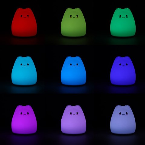Lampka nocna dla dzieci silikonowa dotykowa miękka RGB LED biała kotek Lampka nocna dla dzieci silikonowa dotykowa miękka RGB LED biała kotek