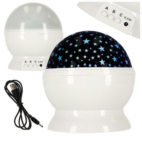 Lampka nocna projektor gwiazd 2w1 USB biała Lampka nocna projektor gwiazd 2w1 USB biała