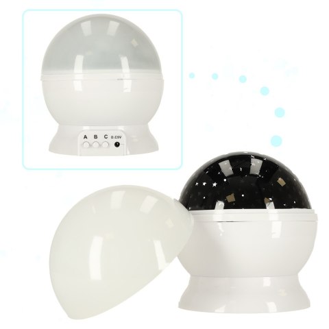 Lampka nocna projektor gwiazd 2w1 USB biała Lampka nocna projektor gwiazd 2w1 USB biała