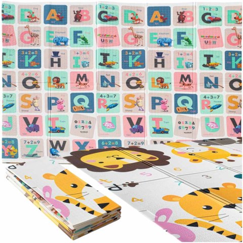 Mata edukacyjna piankowa dwustronna składana alfabet zwierzęta 180 x 200 cm Mata edukacyjna piankowa dwustronna składana alfabet zwierzęta 180 x 200 cm