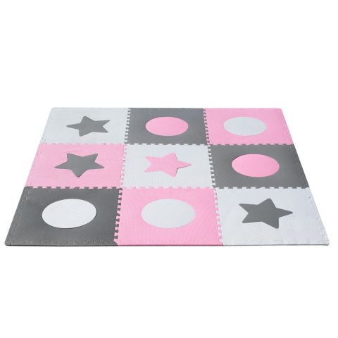 Mata edukacyjna piankowa puzzle szara różowa 60 x 60 cm 9 elementów Mata edukacyjna piankowa puzzle szara różowa 60 x 60 cm 9 elementów