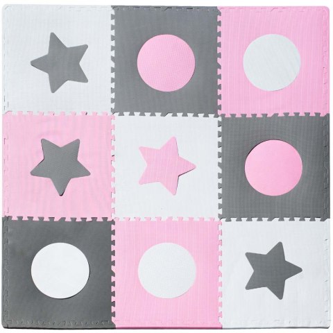 Mata edukacyjna piankowa puzzle szara różowa 60 x 60 cm 9 elementów Mata edukacyjna piankowa puzzle szara różowa 60 x 60 cm 9 elementów