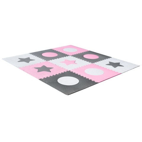 Mata edukacyjna piankowa puzzle szara różowa 60 x 60 cm 9 elementów Mata edukacyjna piankowa puzzle szara różowa 60 x 60 cm 9 elementów