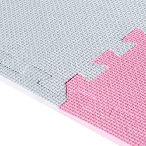 Mata edukacyjna piankowa puzzle szara różowa 60 x 60 cm 9 elementów Mata edukacyjna piankowa puzzle szara różowa 60 x 60 cm 9 elementów