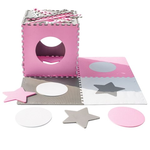 Mata edukacyjna piankowa puzzle szara różowa 60 x 60 cm 9 elementów Mata edukacyjna piankowa puzzle szara różowa 60 x 60 cm 9 elementów