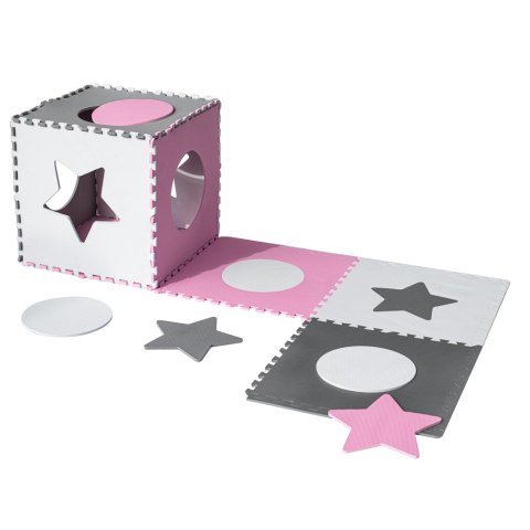 Mata edukacyjna piankowa puzzle szara różowa 60 x 60 cm 9 elementów Mata edukacyjna piankowa puzzle szara różowa 60 x 60 cm 9 elementów