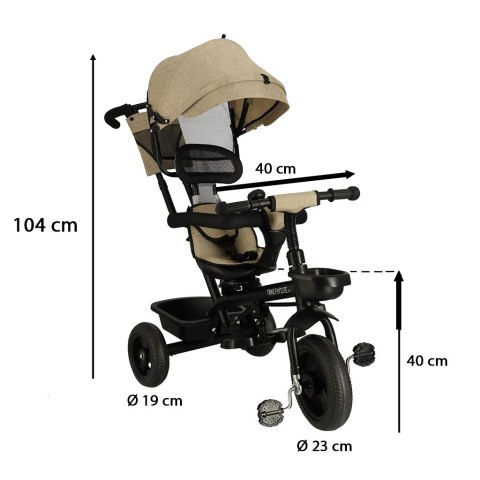 Rowerek trójkołowy TRIKE FIX Lite V2 3w1 z daszkiem obracany regulowany spacerówka prowadnik pasy beżowy Rowerek trójkołowy TRIKE FIX Lite V2 3w1 z daszkiem obracany regulowany spacerówka prowadnik pasy beżowy
