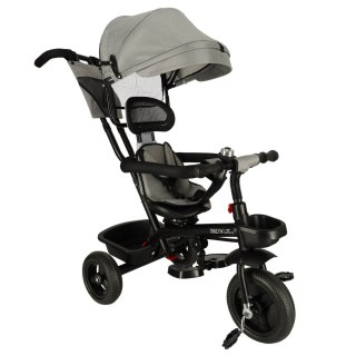 Rowerek trójkołowy TRIKE FIX Lite V2 3w1 z daszkiem obracany regulowany spacerówka prowadnik pasy szary