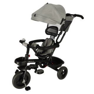 Rowerek trójkołowy TRIKE FIX Lite V2 3w1 z daszkiem obracany regulowany spacerówka prowadnik pasy szary