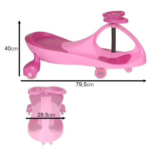 Jeździk grawitacyjny LED Swing Fix S3 świecące koła różowy