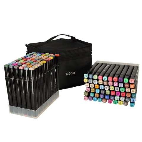 Markery dwustronne mazaki alkoholowe w etui 120 + podstawka Markery dwustronne mazaki alkoholowe w etui 120 + podstawka