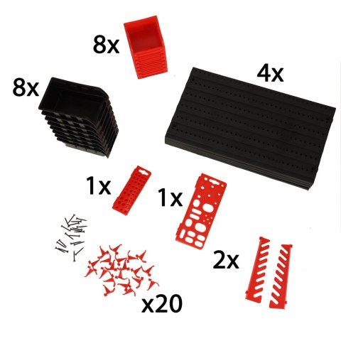 Organizer ścienny warsztatowy garażowy ścianka narzędziowa półki uchwyty haczyki wieszaki pojemniki 48x21x1 cm KAFUWELL Organizer ścienny warsztatowy garażowy ścianka narzędziowa półki uchwyty haczyki wieszaki pojemniki 48x21x1 cm KAFUWELL