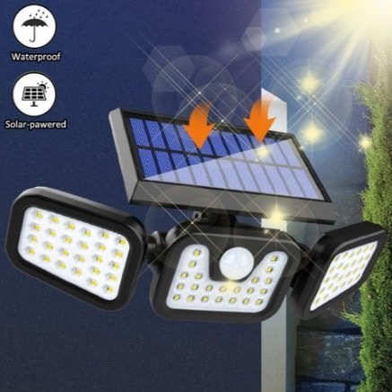 Lampa solarna LED potrójna czujnik ruchu i zmierzchu Lampa solarna LED potrójna czujnik ruchu i zmierzchu