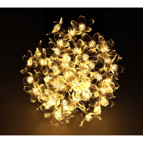 Lampki ogrodowe solarne kwiatki 7m 50LED ciepły biały Lampki ogrodowe solarne kwiatki 7m 50LED ciepły biały