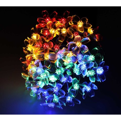 Lampki ogrodowe solarne kwiatki 7m 50LED multikolor Lampki ogrodowe solarne kwiatki 7m 50LED multikolor