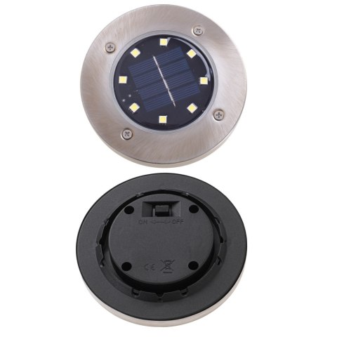 Lampy ogrodowe solarne najazdowe gruntowe czujnik zmierzchu wbijane świecący dysk 8LED 4szt. ciepły biały Lampy ogrodowe solarne najazdowe gruntowe czujnik zmierzchu wbijane świecący dysk 8LED 4szt. ciepły biały