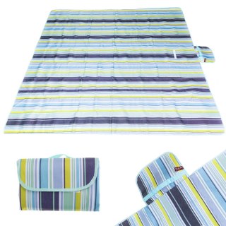 Mata plażowa wodoodporna koc piknikowy plażowy składany torba XXL 200x200cm niebieska