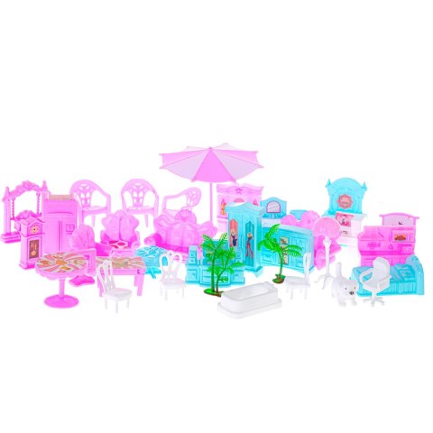 Domek dla lalek willa różowa DIY 4 poziomy mebelki 61cm Domek dla lalek willa różowa DIY 4 poziomy mebelki 61cm