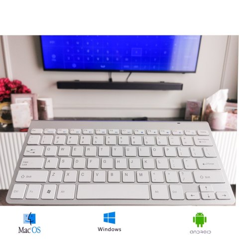 Klawiatura bezprzewodowa bluetooth Smart TV srebrna Klawiatura bezprzewodowa bluetooth Smart TV srebrna