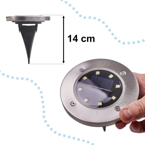 Lampy ogrodowe solarne najazdowe gruntowe czujnik zmierzchu wbijane świecący dysk 8LED 12szt. zimny biały Lampy ogrodowe solarne najazdowe gruntowe czujnik zmierzchu wbijane świecący dysk 8LED 12szt. zimny biały