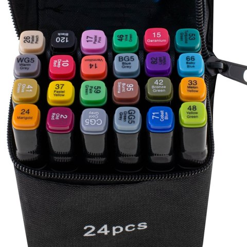 Markery dwustronne mazaki alkoholowe w etui 24 + podstawka Markery dwustronne mazaki alkoholowe w etui 24 + podstawka