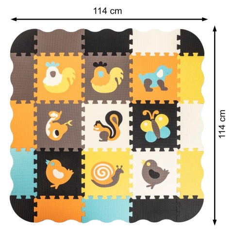 Mata edukacyjna piankowa puzzle zwierzątka kolorowa 114 x 114 cm 25 elementów Mata edukacyjna piankowa puzzle zwierzątka kolorowa 114 x 114 cm 25 elementów