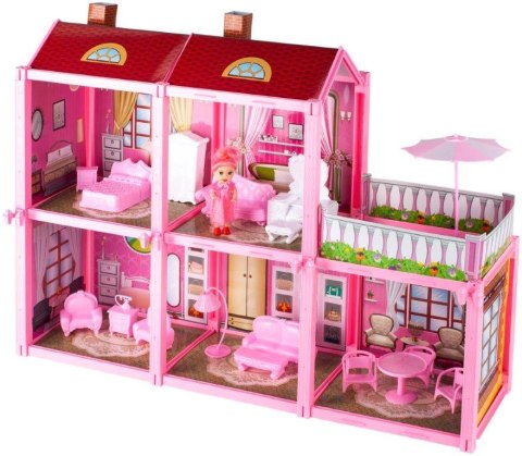 Domek dla lalek Villa lalka mebelki zestaw różowy 44cm Domek dla lalek Villa lalka mebelki zestaw różowy 44cm