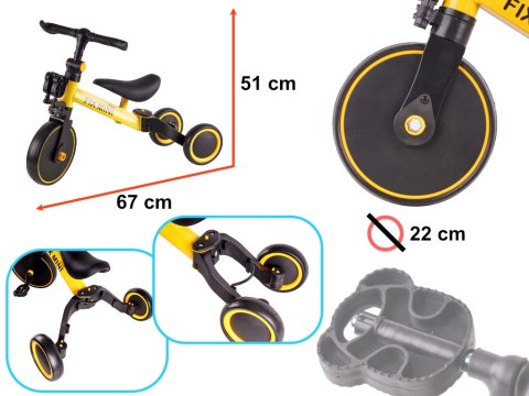 Rowerek biegowy Trike Fix Mini rower wielofunkcyjny 3w1 żółty Rowerek biegowy Trike Fix Mini rower wielofunkcyjny 3w1 żółty
