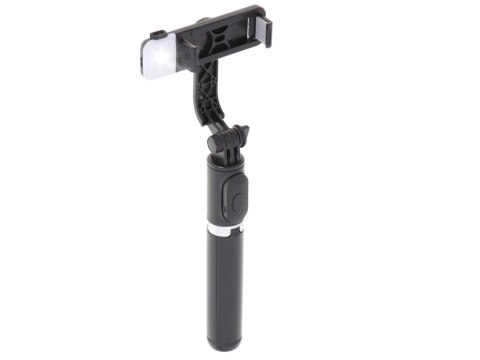 Kijek do selfie z pilotem Bluetooth statyw tripod lampka LED czarny Kijek do selfie z pilotem Bluetooth statyw tripod lampka LED czarny