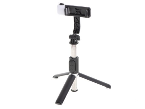 Kijek do selfie z pilotem Bluetooth statyw tripod lampka LED czarny Kijek do selfie z pilotem Bluetooth statyw tripod lampka LED czarny