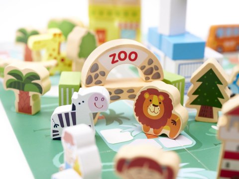 Klocki drewniane edukacyjne miasto puzzle 120el. Klocki drewniane edukacyjne miasto puzzle 120el.