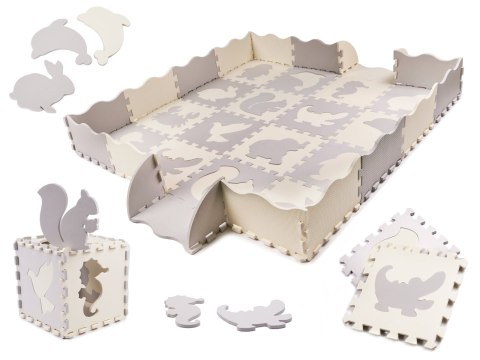 Mata edukacyjna piankowa puzzle szara ecru 36 elementów 150x150cm Mata edukacyjna piankowa puzzle szara ecru 36 elementów 150x150cm