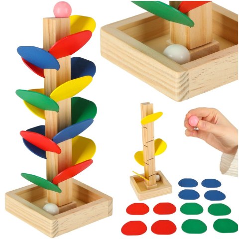 Drzewko edukacyjne klocki drewniane tor kulkowy Kulodrom Montessori Drzewko edukacyjne klocki drewniane tor kulkowy Kulodrom Montessori