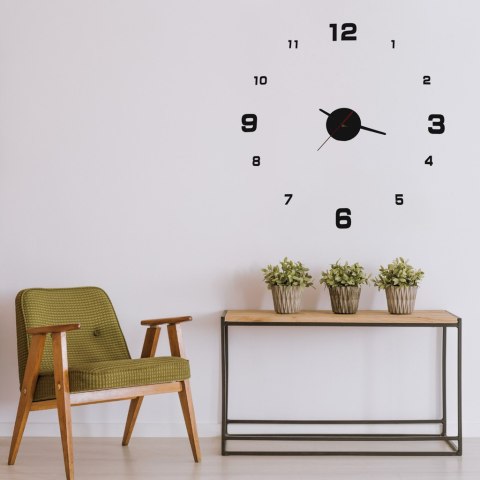 Zegar ścienny do salonu kuchni DIY naklejany nowoczesny 3D czarny 4 duże cyfry Zegar ścienny do salonu kuchni DIY naklejany nowoczesny 3D czarny 4 duże cyfry